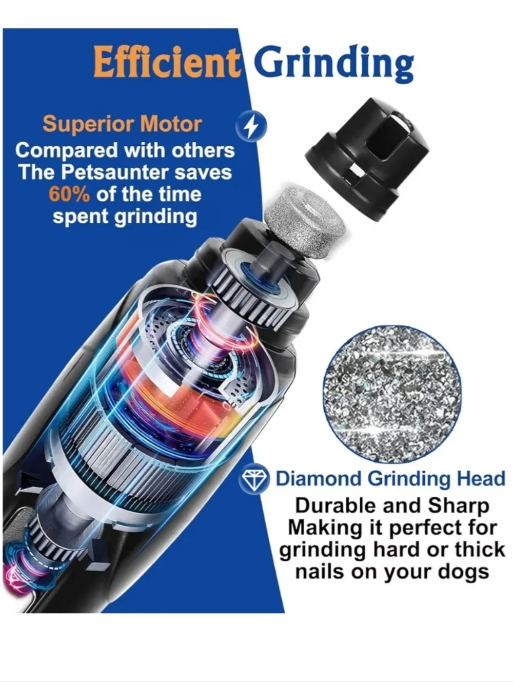 Black Rechargeable Pet Nail Grinder Grooming